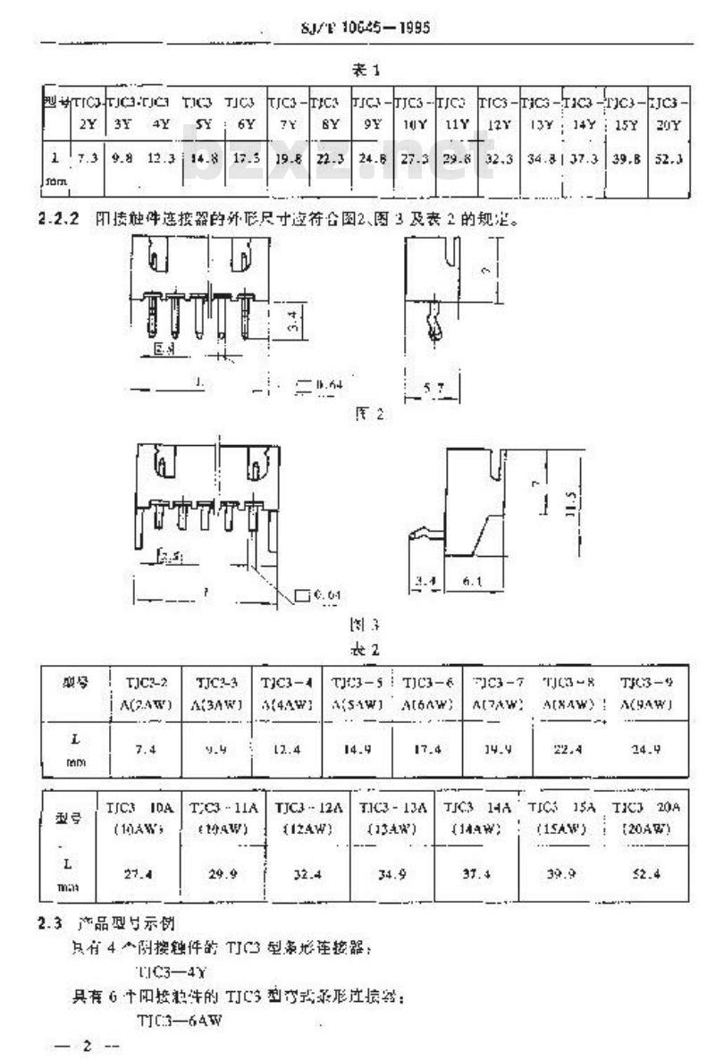 SJ/T 10645-1995 ＴＪＣ３型条形连接器详细规范