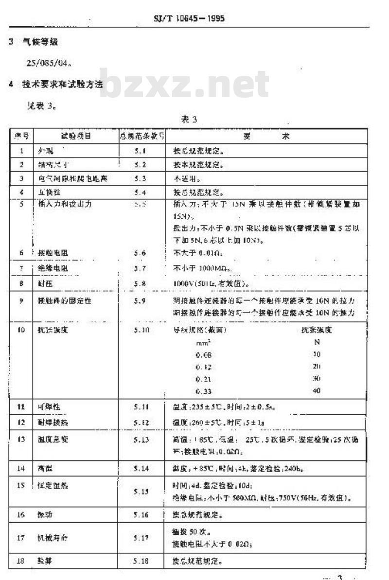 SJ/T 10645-1995 ＴＪＣ３型条形连接器详细规范