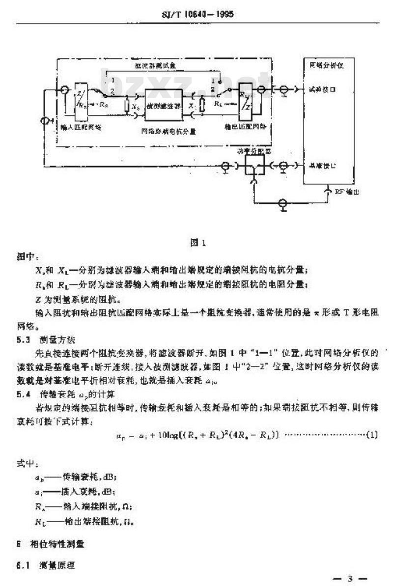 SJ/T 10640-1995 压电滤波器电性能测试方法