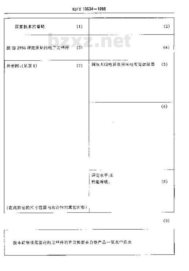 SJ/T 10634-1995 电子设备用压电陶瓷滤波器 空白详细规范：调频无线电设备用压电陶瓷滤波器 评定水平Ｅ