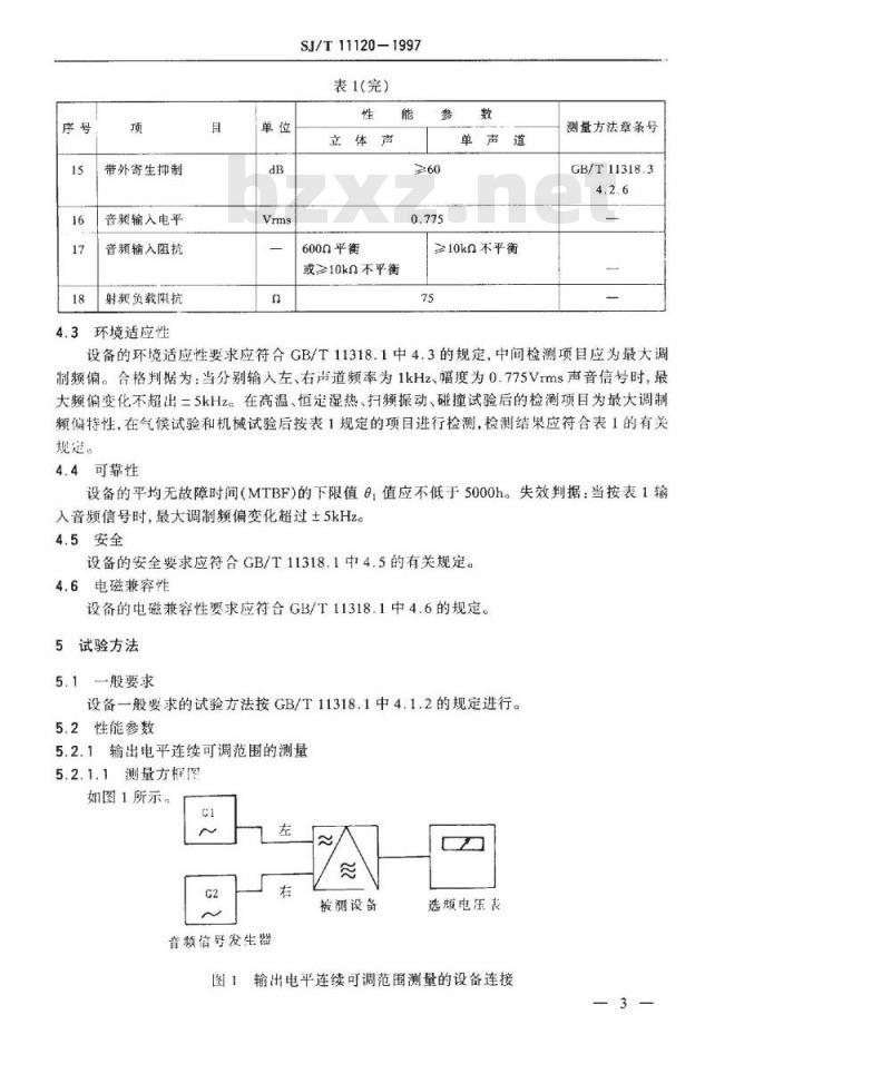 SJ/T 11120-1997 电视和声音信号的电缆分配系统 设备与部件调频立体声和单声道调制器通用规范