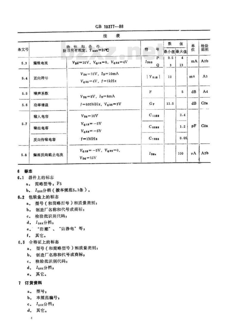 SJ/T 11058-1996 电子器件详细规范 ４ＣＳ１４２１型硅高频双绝缘栅场效应晶体管(可供认证用)