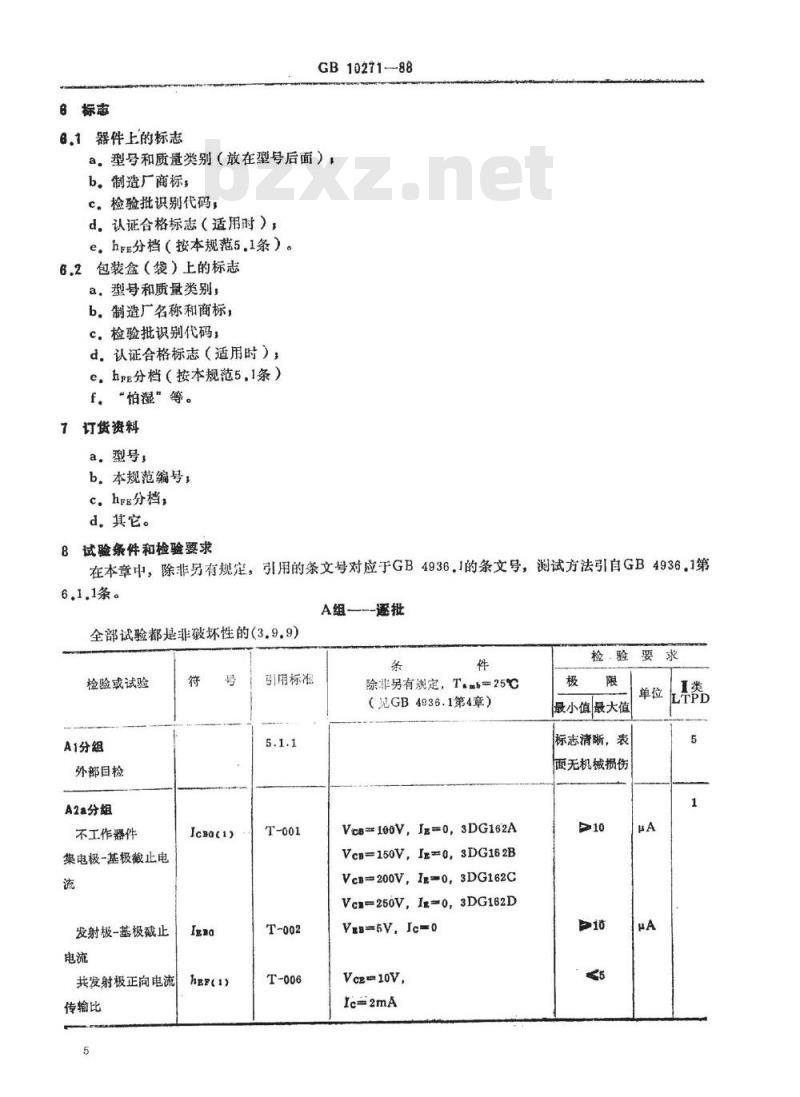 SJ/T 11052-1996 电子器件详细规范 ３ＤＧ１６２型高频放大环境额定双极型晶体管(可供认证用)