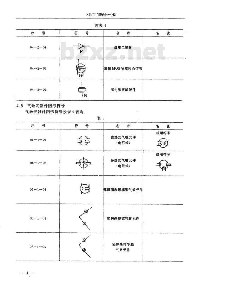 SJ/T 10555-1994 电气用图形符号 敏感器件