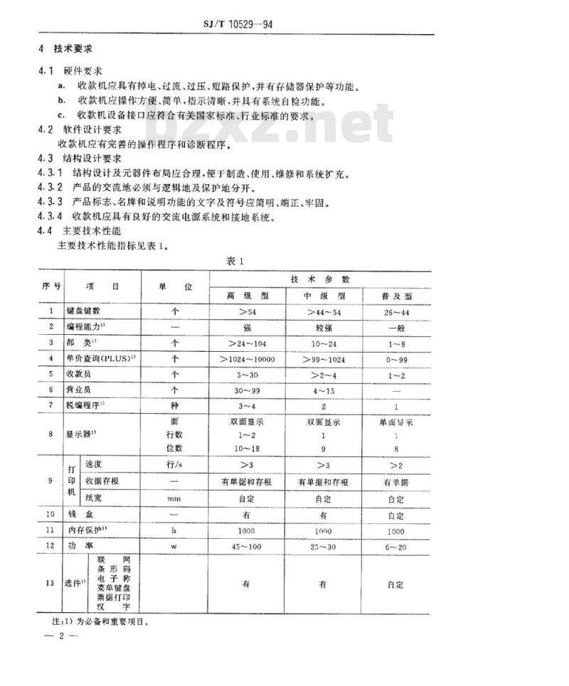 SJ/T 10529-1994 电子收款机通用技术条件