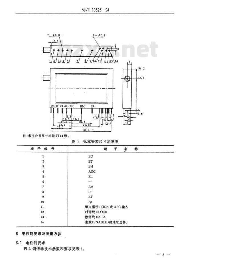 SJ/T 10525-1994 电视广播接收机用锁相环内置式频率合成电子调谐器技术要求和试验方法