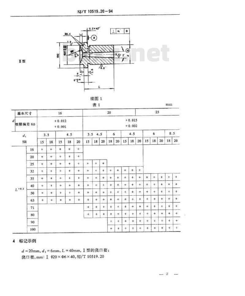 SJ/T 10519.20-1994 塑料注射模零件 浇口套