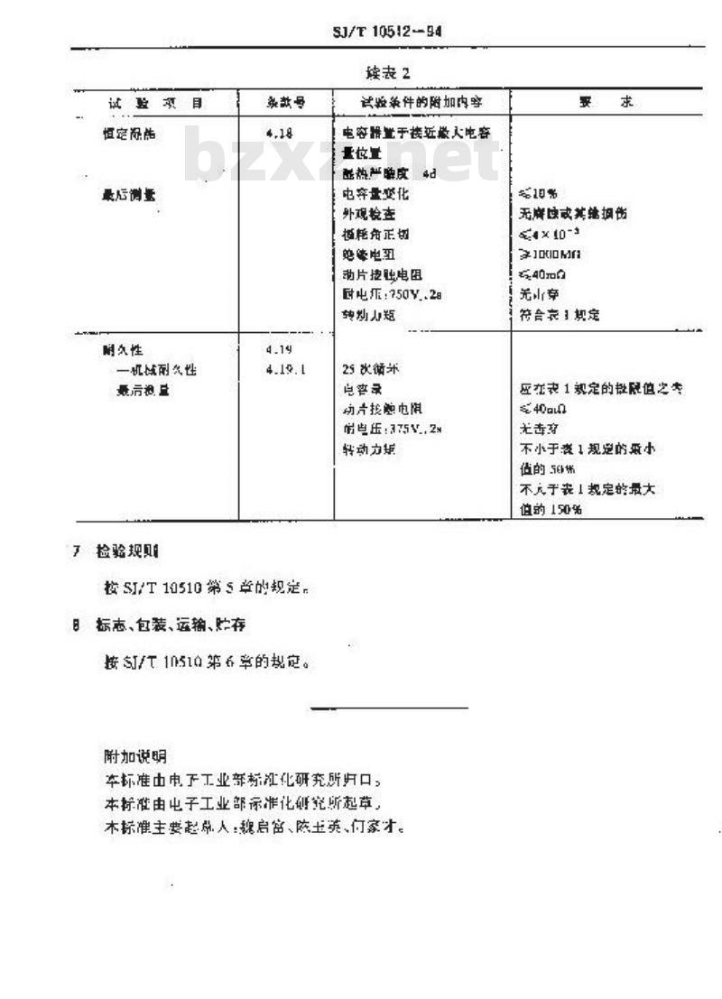 SJ/T 10512-1994 ＣＣＷ５型管形瓷介预调可变电容器详细规范