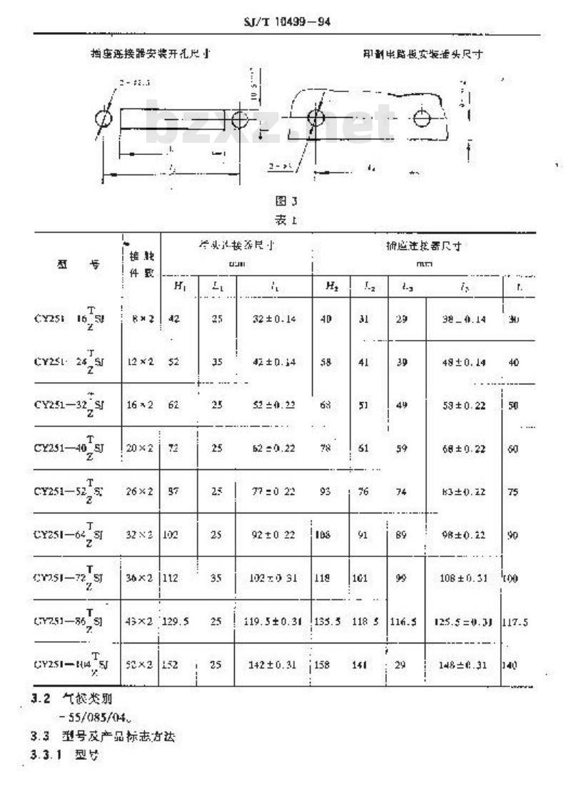 SJ/T 10499-1994 ＣＹ２５１型印制电路连接器