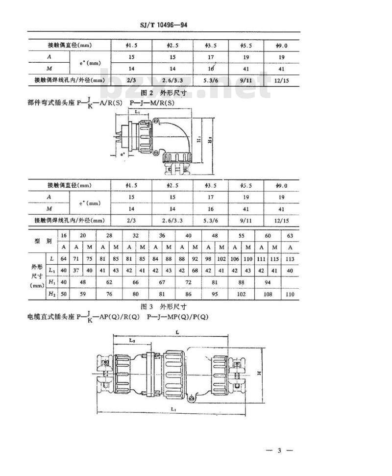 SJ/T 10496-1994 Ｐ型插头座