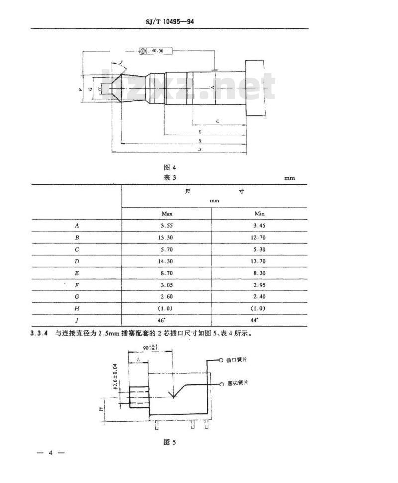 SJ/T 10495-1994 ＣＳ(ＣＫ)２５型、ＣＳ(ＣＫ)３５型同心插塞插口