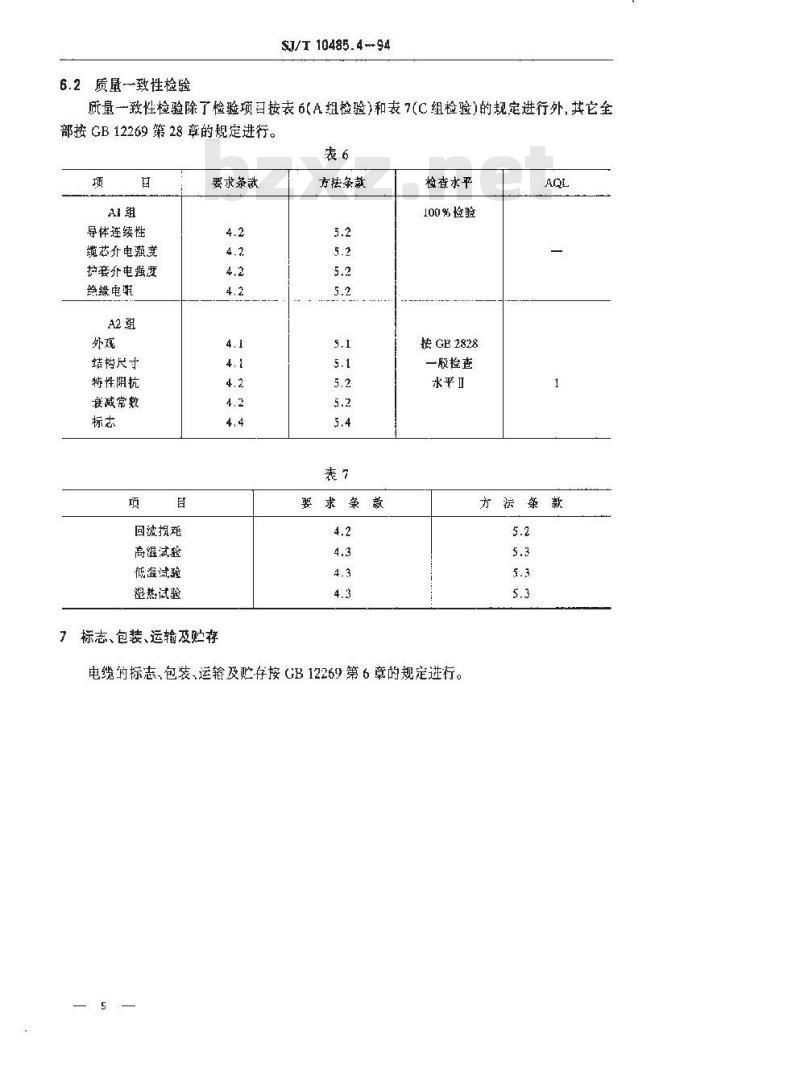 SJ/T 10485.4-1994 ＳＹＦＶ－７５－１２型电缆分配系统用泡沫聚乙烯绝缘同轴电缆