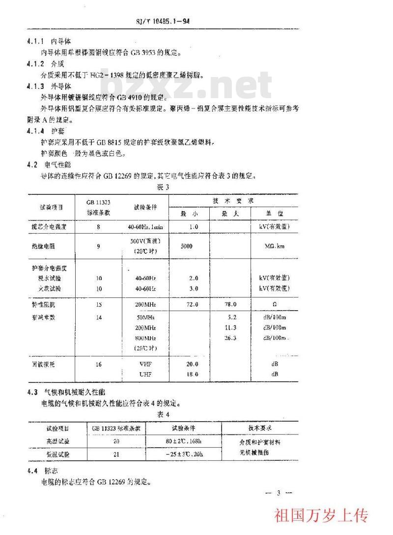 SJ/T 10485.1-1994 ＳＹＦＶ－７５－５型电缆分配系统用泡沫聚乙烯绝缘同轴电缆