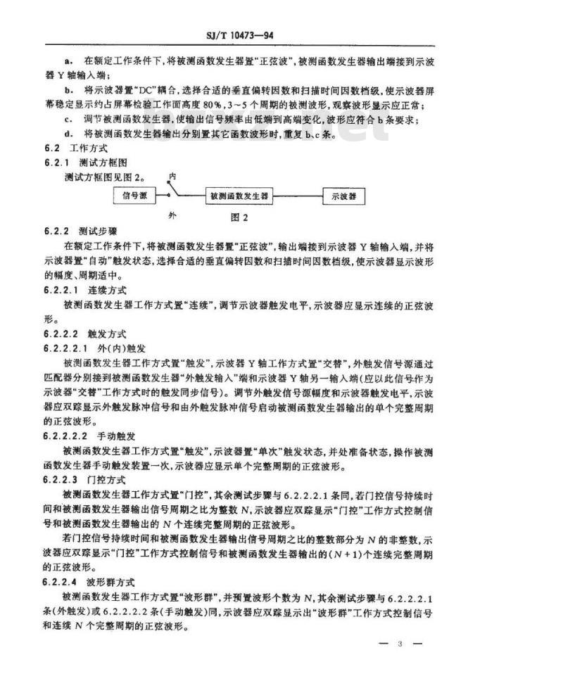 SJ/T 10473-1994 函数信号发生器测试方法