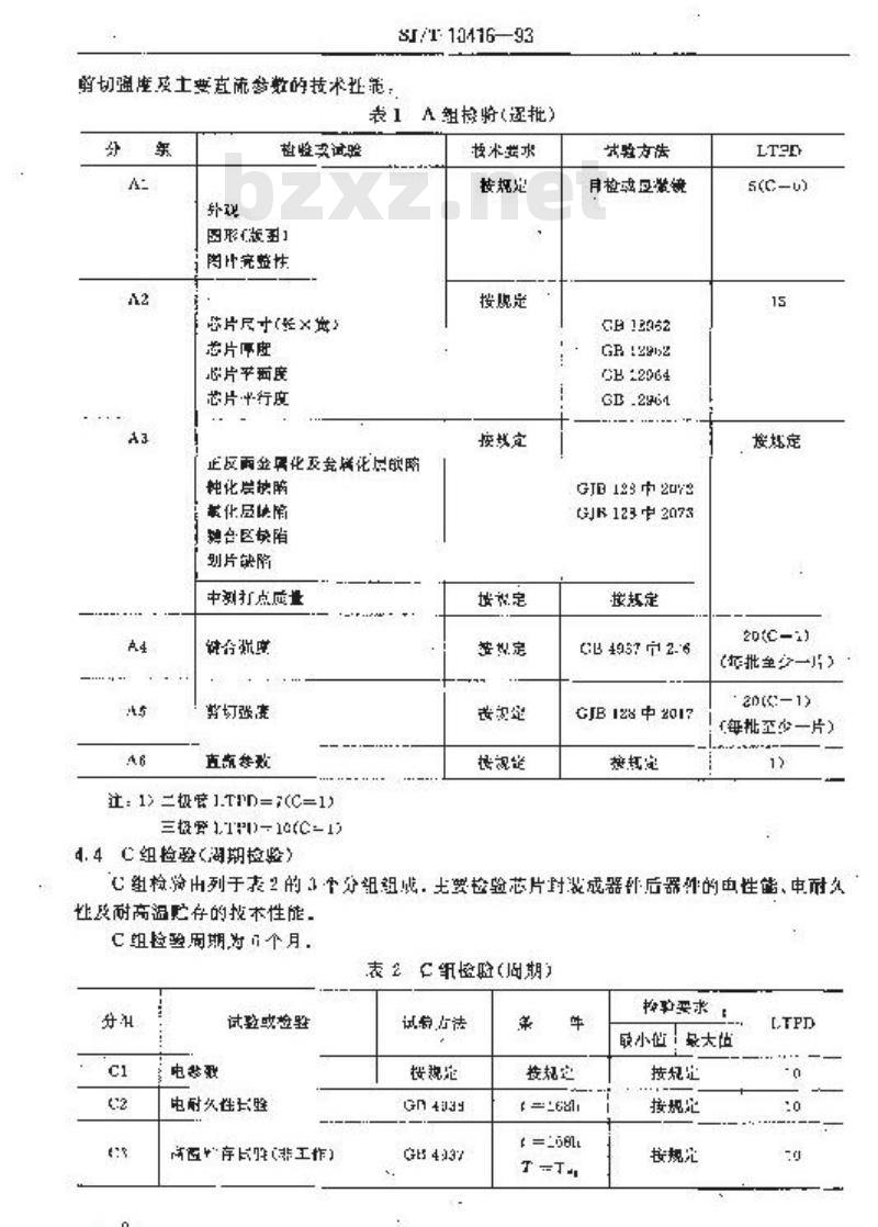 SJ/T 10416-1993 半导体分立器件芯片总规范