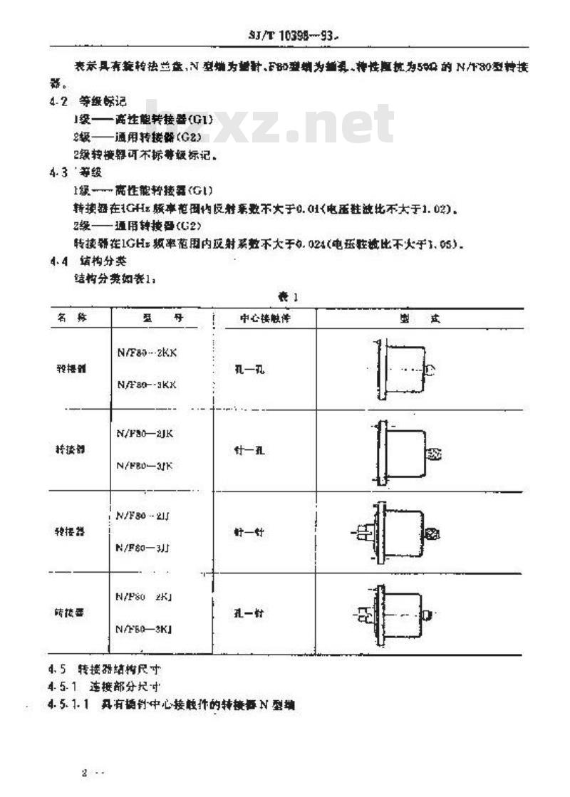 SJ/T 10398-1993 Ｎ／Ｆ８０型射频同轴连接器转接器