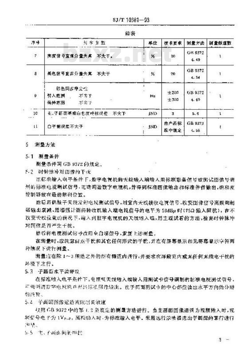 SJ/T 10381-1993 彩色电视广播数字接收机基本参数和测量方法