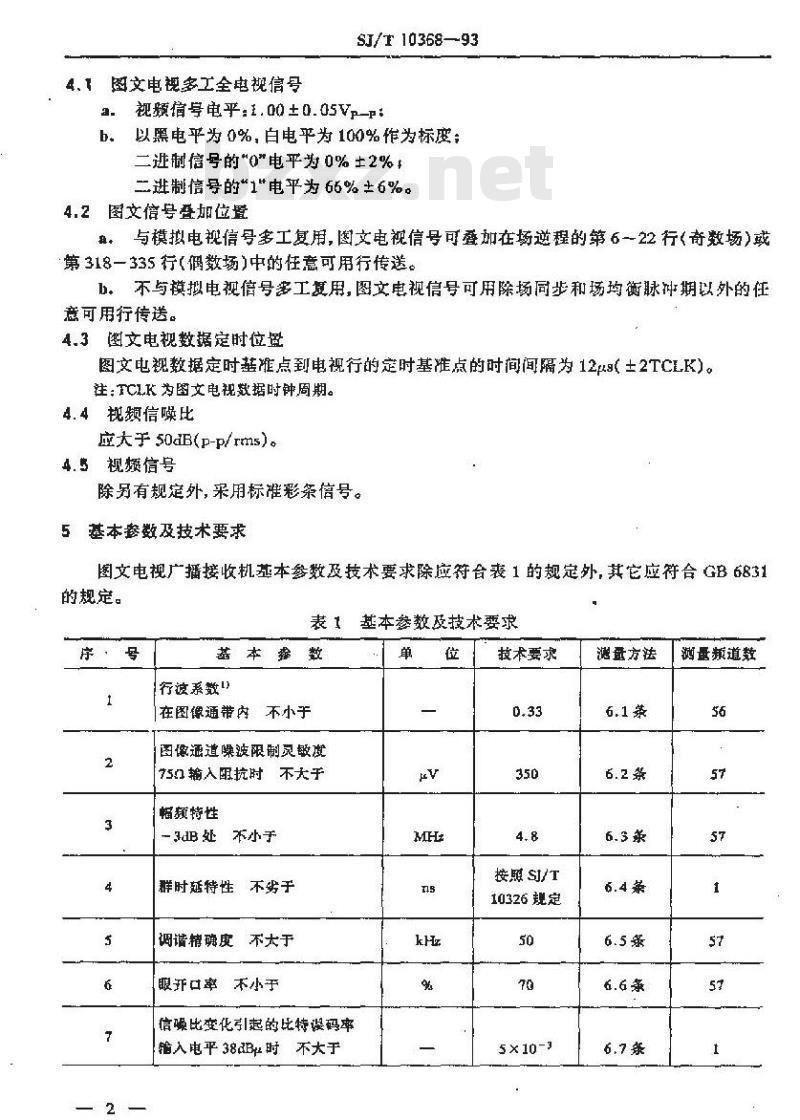SJ/T 10368-1993 图文电视广播接收机基本参数及测量方法