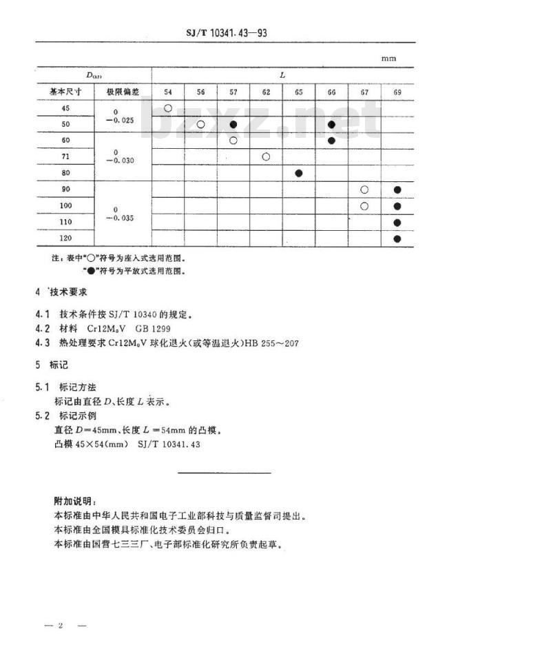 SJ/T 10341.43-1993 精冲模 凸模
