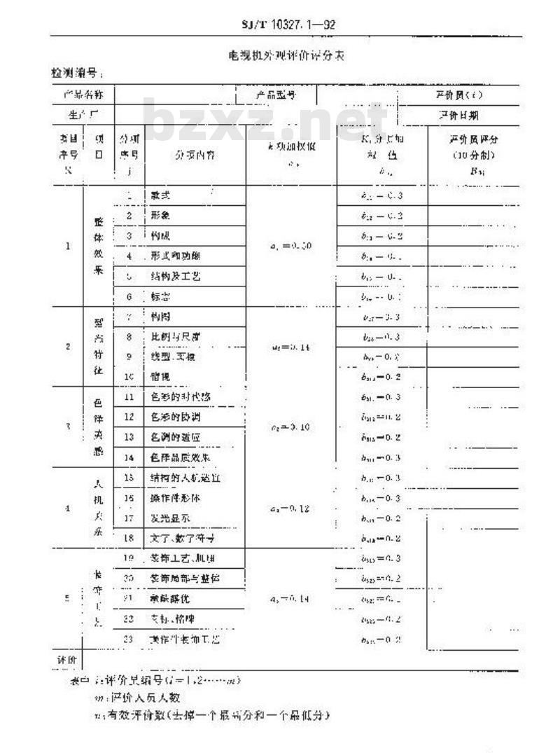 SJ/T 10327.1-1992 电视广播接收机外观、结构和工艺评价方法 外观