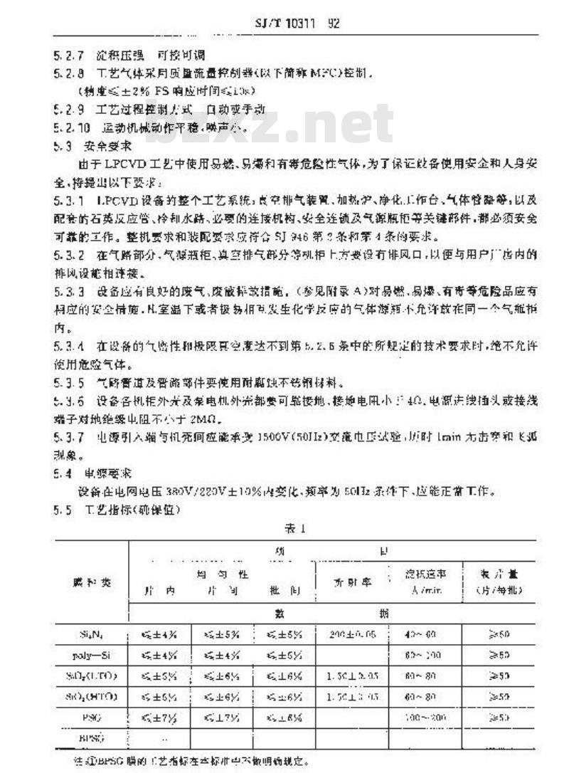 SJ/T 10311-1992 低压化学气相淀积设备通用技术条件