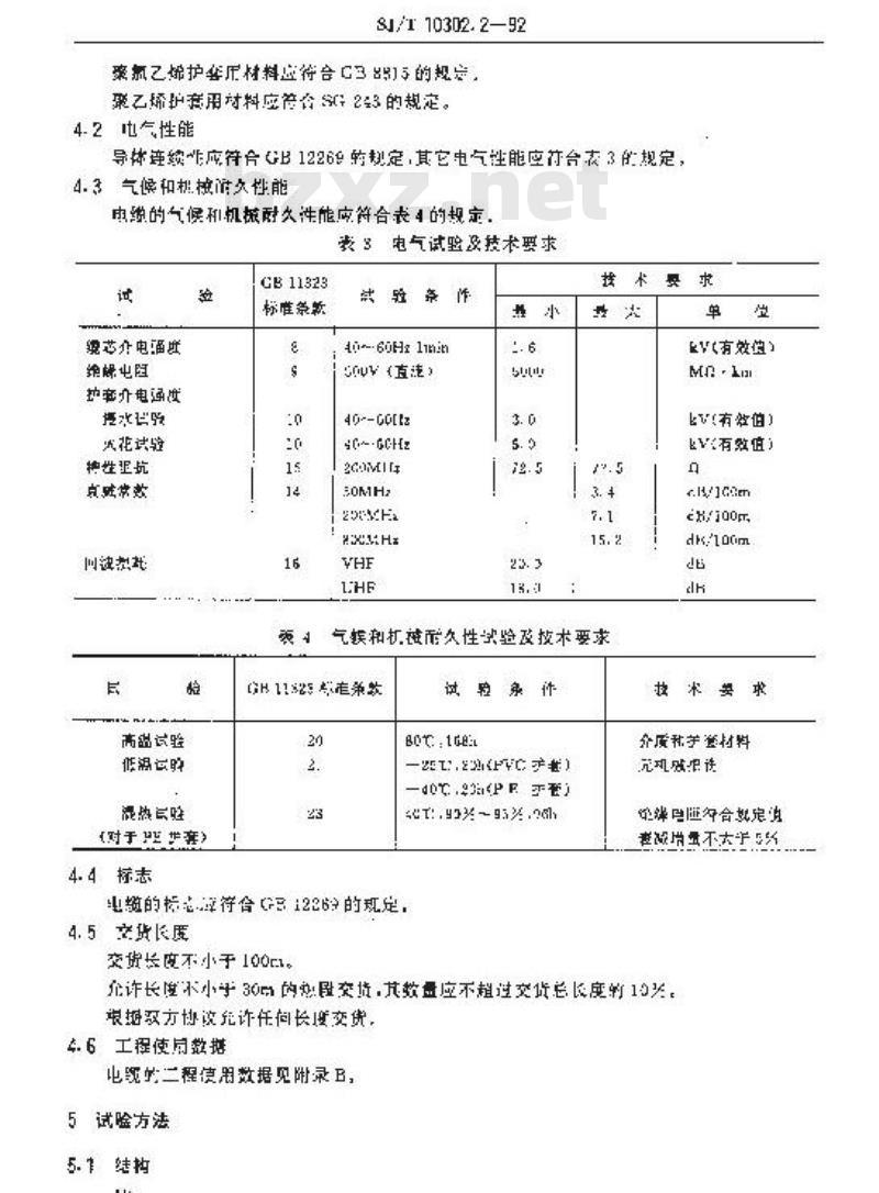 SJ/T 10302.2-1992 ＳＹＫＶ－７５－７、ＳＹＫＹ－７５－７型电缆分配系统用纵孔聚乙烯绝缘同轴电缆
