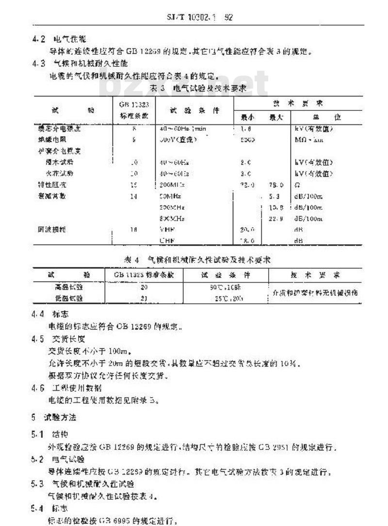 SJ/T 10302.1-1992 ＳＹＫＶ－７５－５型电缆分配系统用纵孔聚乙烯绝缘同轴电缆