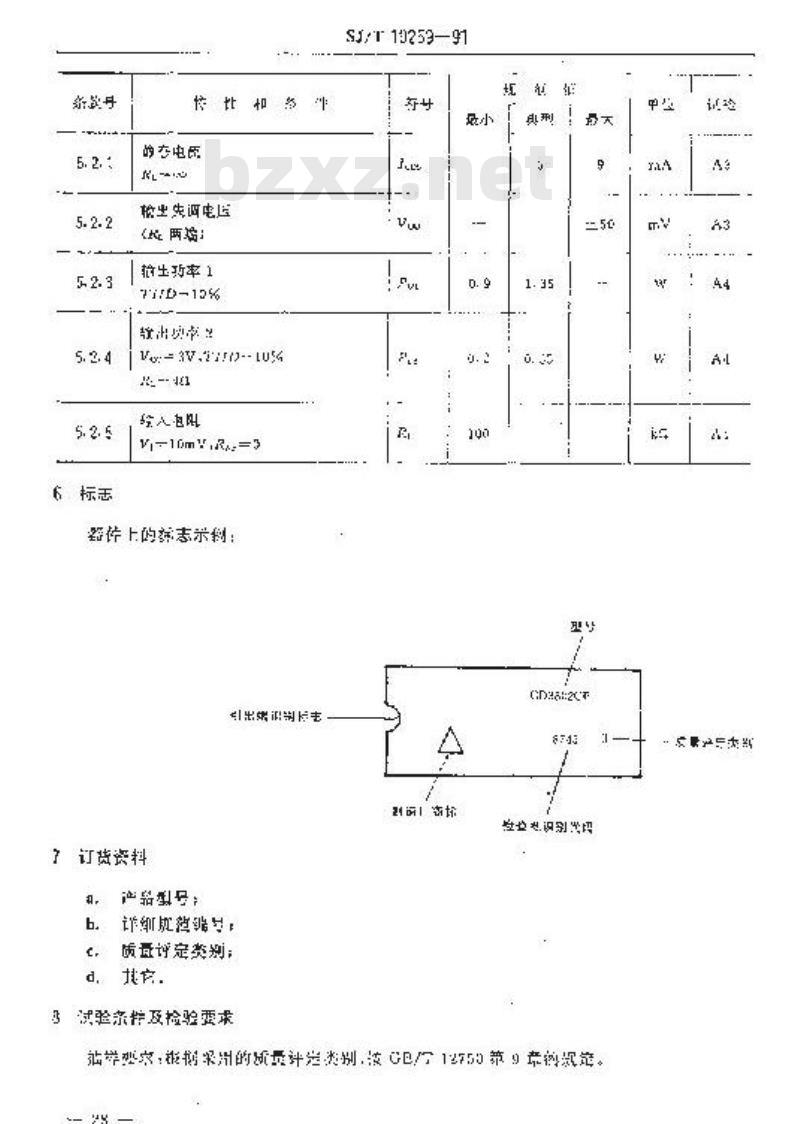 SJ/T 10259-1991 电子器件详细规范 半导体集成电路ＣＤ２８２２ＣＰ型双音频功率放大器