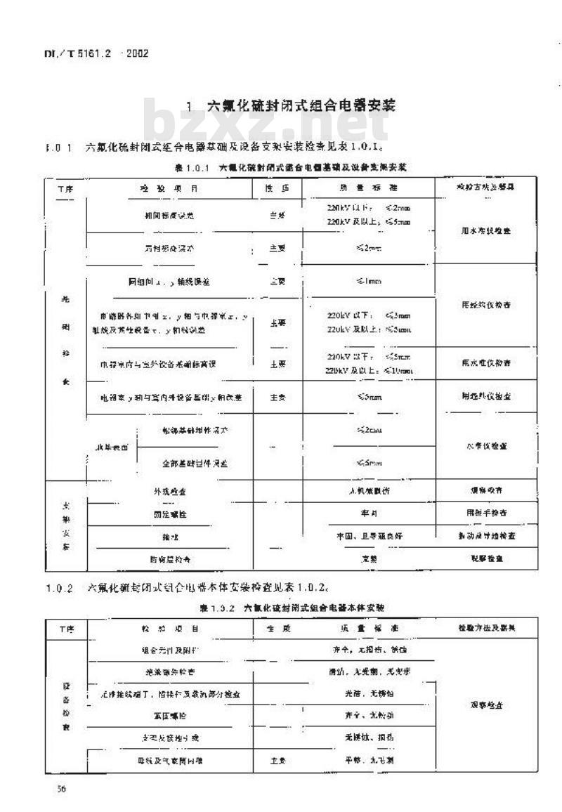 DL/T 5161.2-2002 电气装置安装工程 质量检验及评定规程 第2部分:高压电器施工质量检验