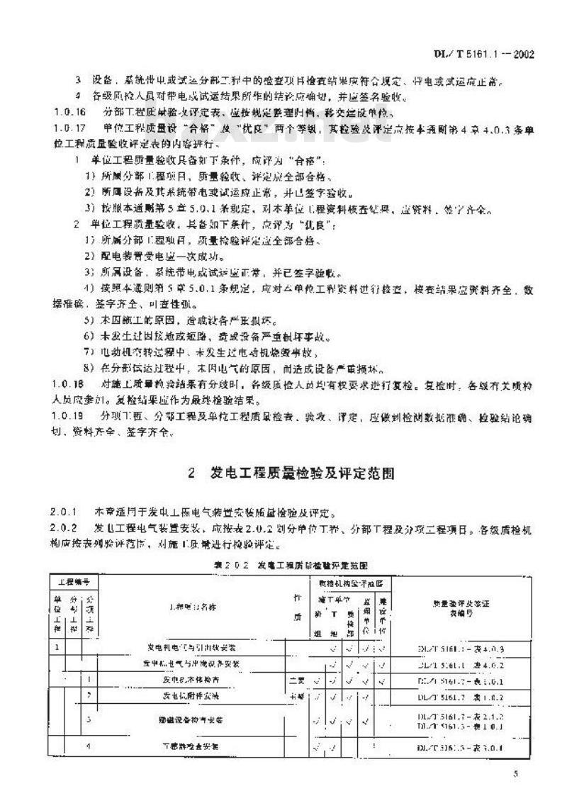 DL/T 5161.1-2002 电气装置安装工程 质量检验及评定规程 第1部分:通则