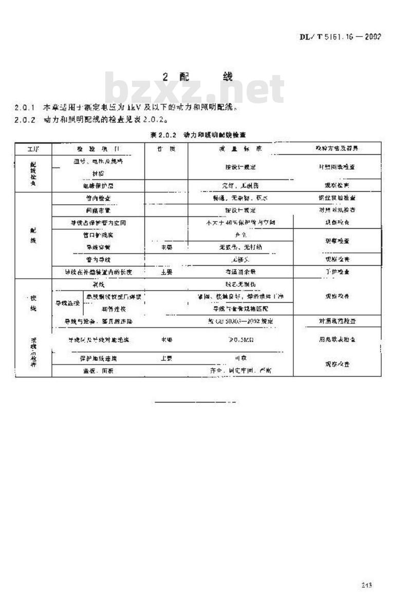 DL/T 5161.16-2002 电气装置安装工程 质量检验及评定规程 第16部分：1kV及以下配线工程施工质量检验