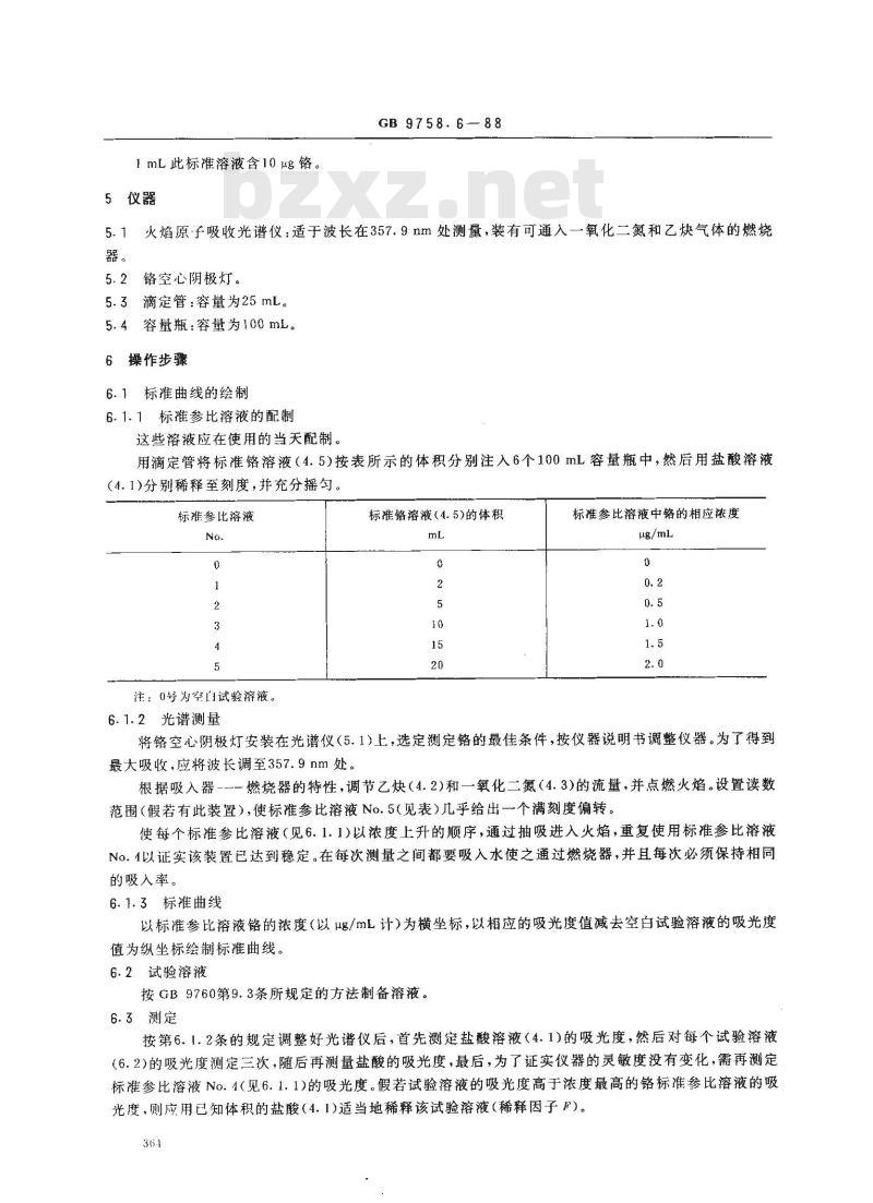 GB 9758.6-1988 色漆和清漆 可溶性金属含量的测定 第六部分:色漆的液体部分中铬总含量的测定 火焰原子吸收光谱法