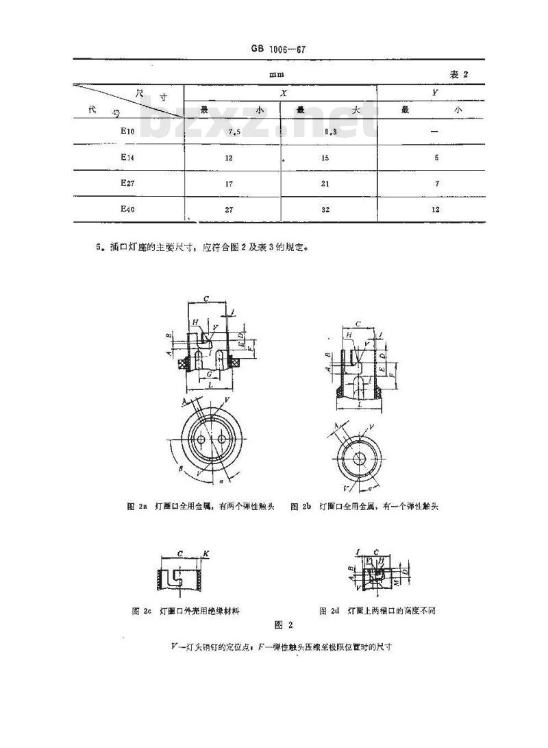 GB/T 1006-1967 白炽灯灯座型式,基本参数与尺寸