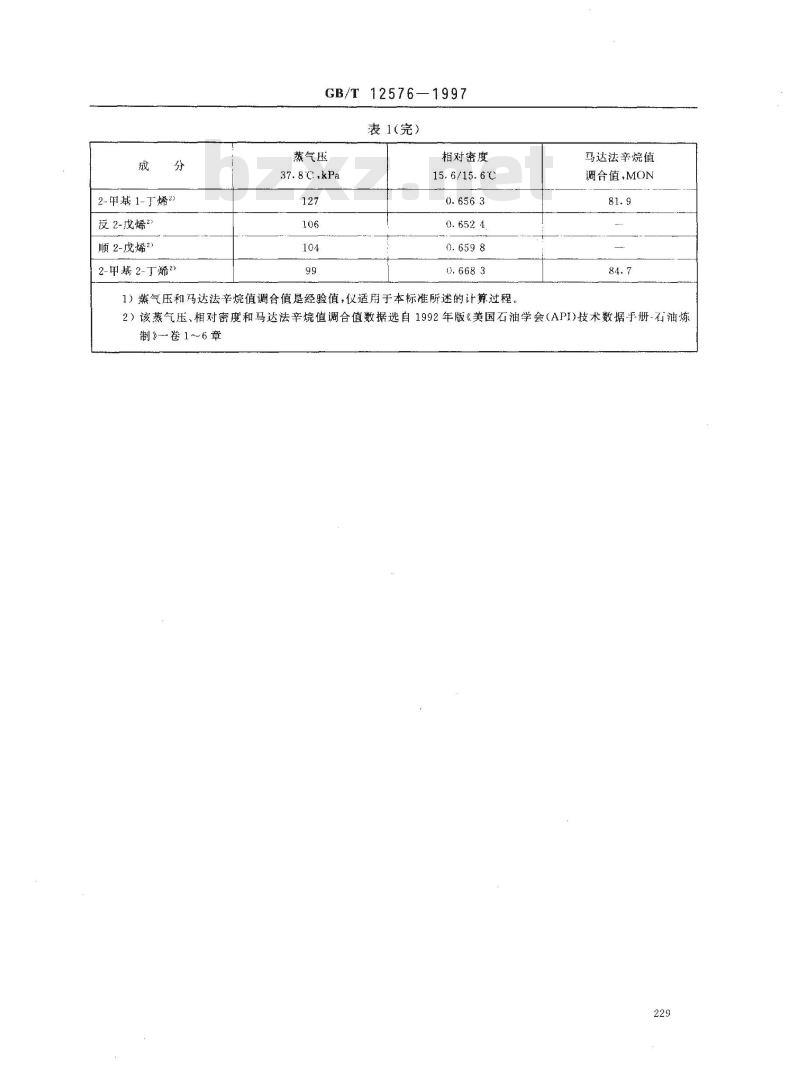 GB/T 12576-1997 液化石油气蒸气压和相对密度及辛烷值计算法