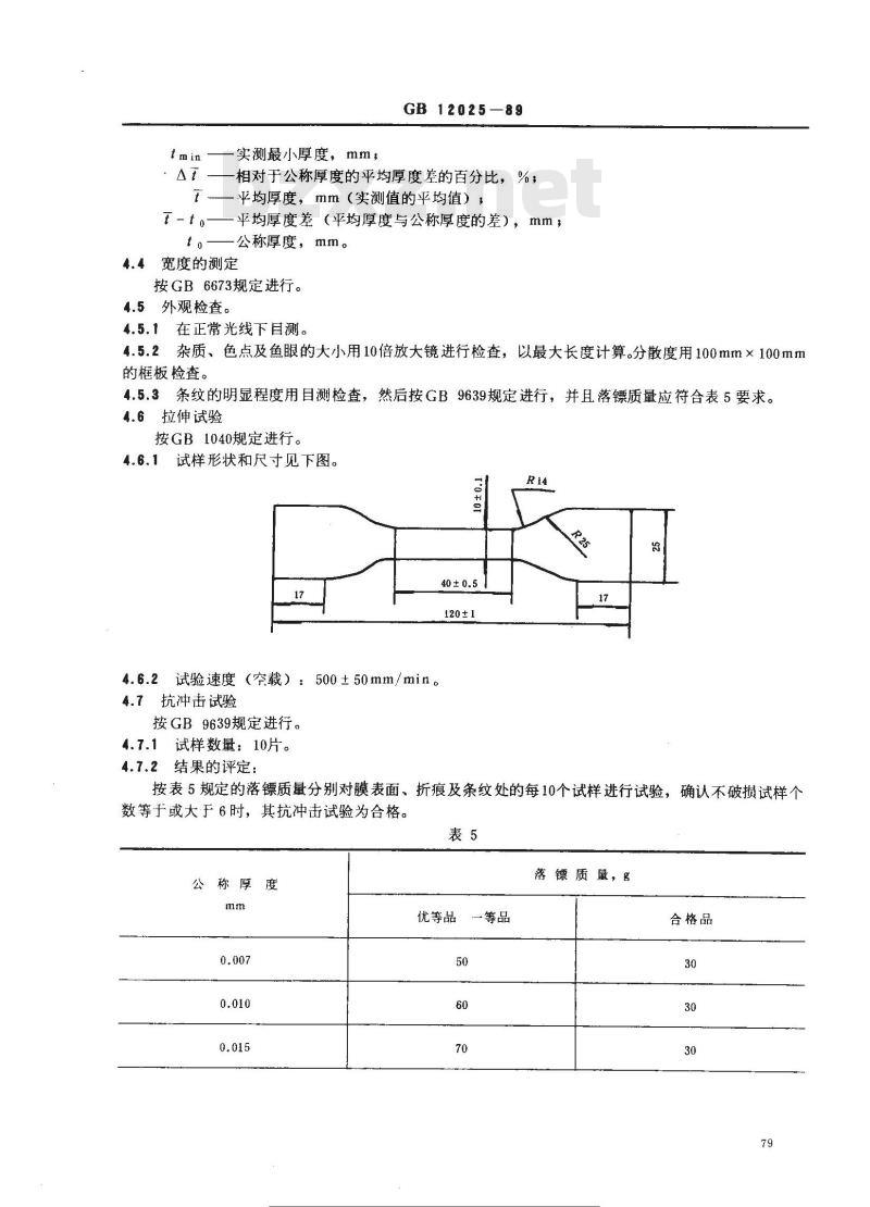 GB 12025-1989 高密度聚乙烯吹塑薄膜