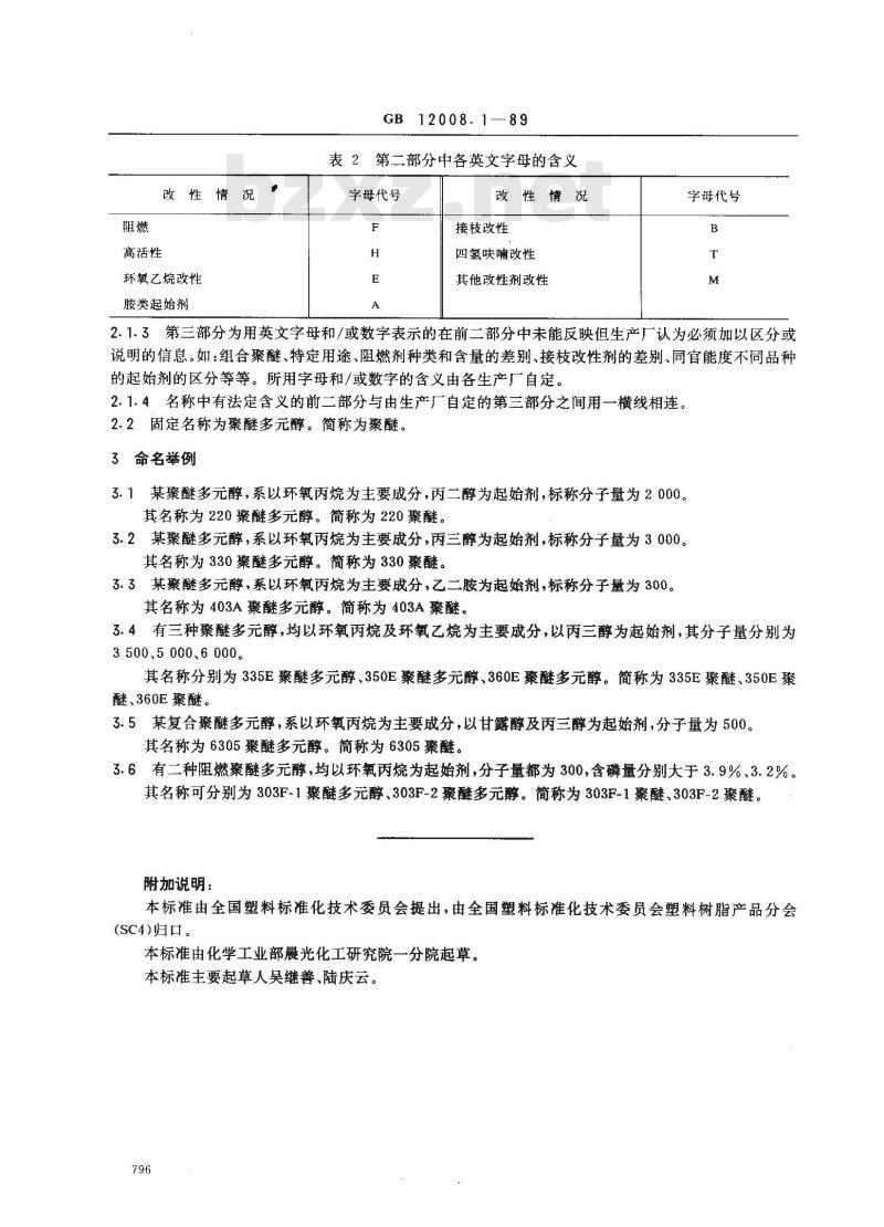 GB 12008.1-1989 聚醚多醇命名