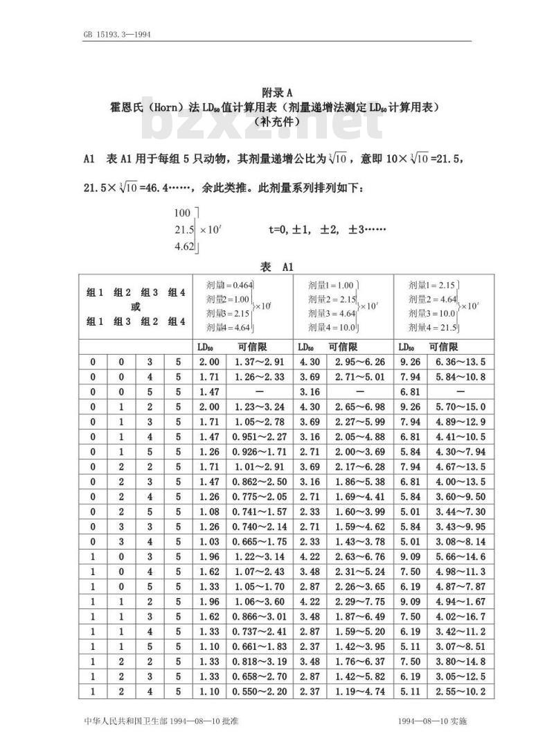 GB 15193.3-1994 急性毒性试验