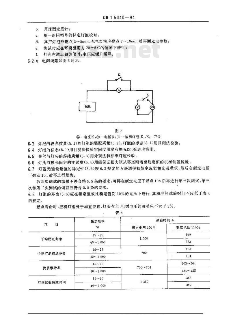 GB 15040-1994 普通测光标准灯泡