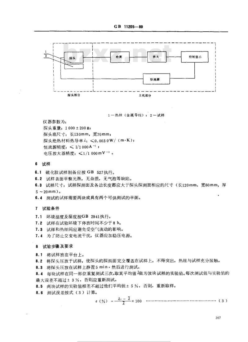 GB 11205-1989 橡胶热导率的测定 瞬态热丝法
