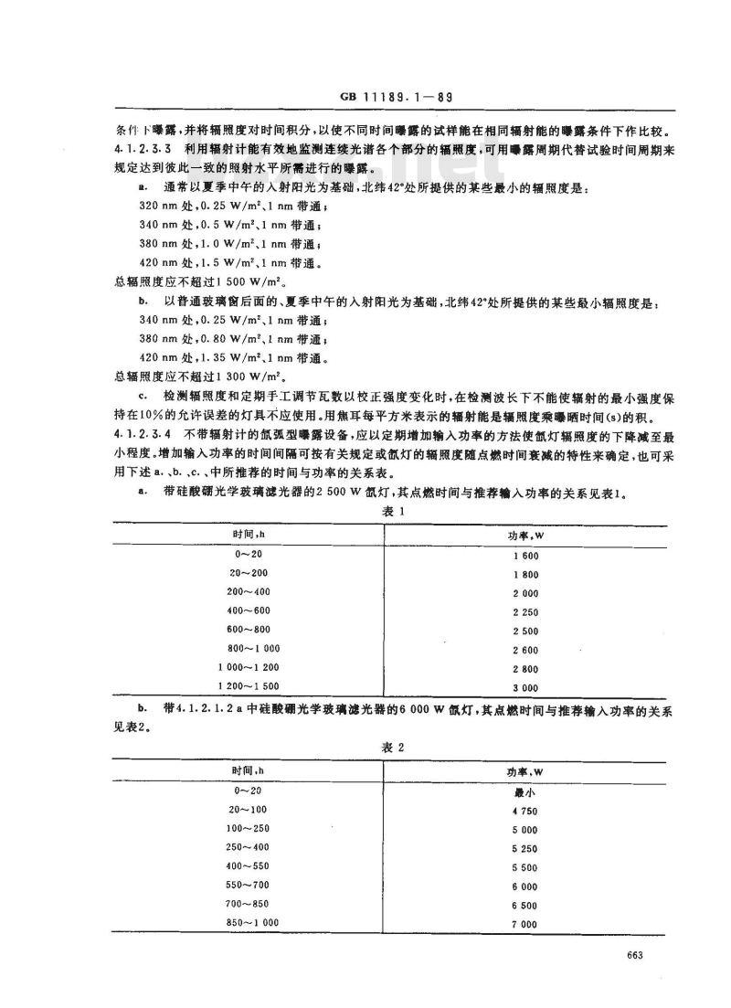 GB 11189.1-1989 非金属材料曝露试验用的有水和无水光曝露设备(氙弧型)及实施方法