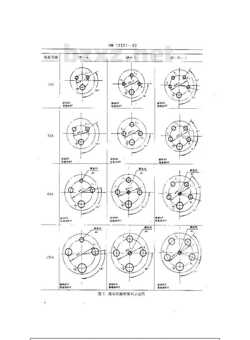 GB 12321-1990 船用16～125A插头插座和连接器
