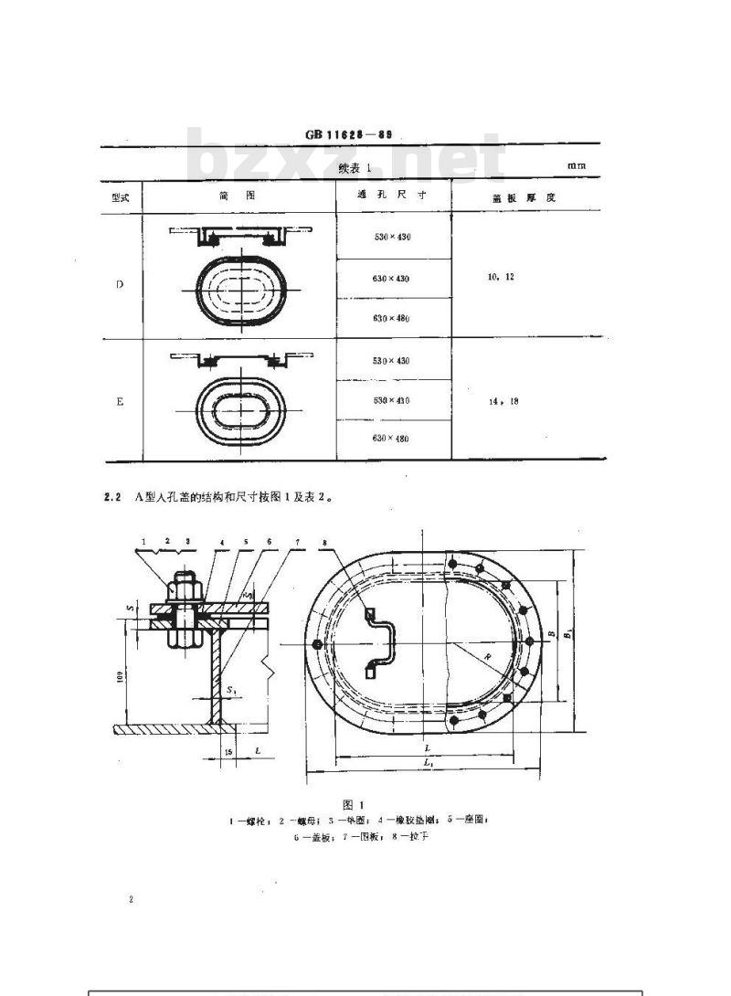 GB 11628-1989 船用人孔盖