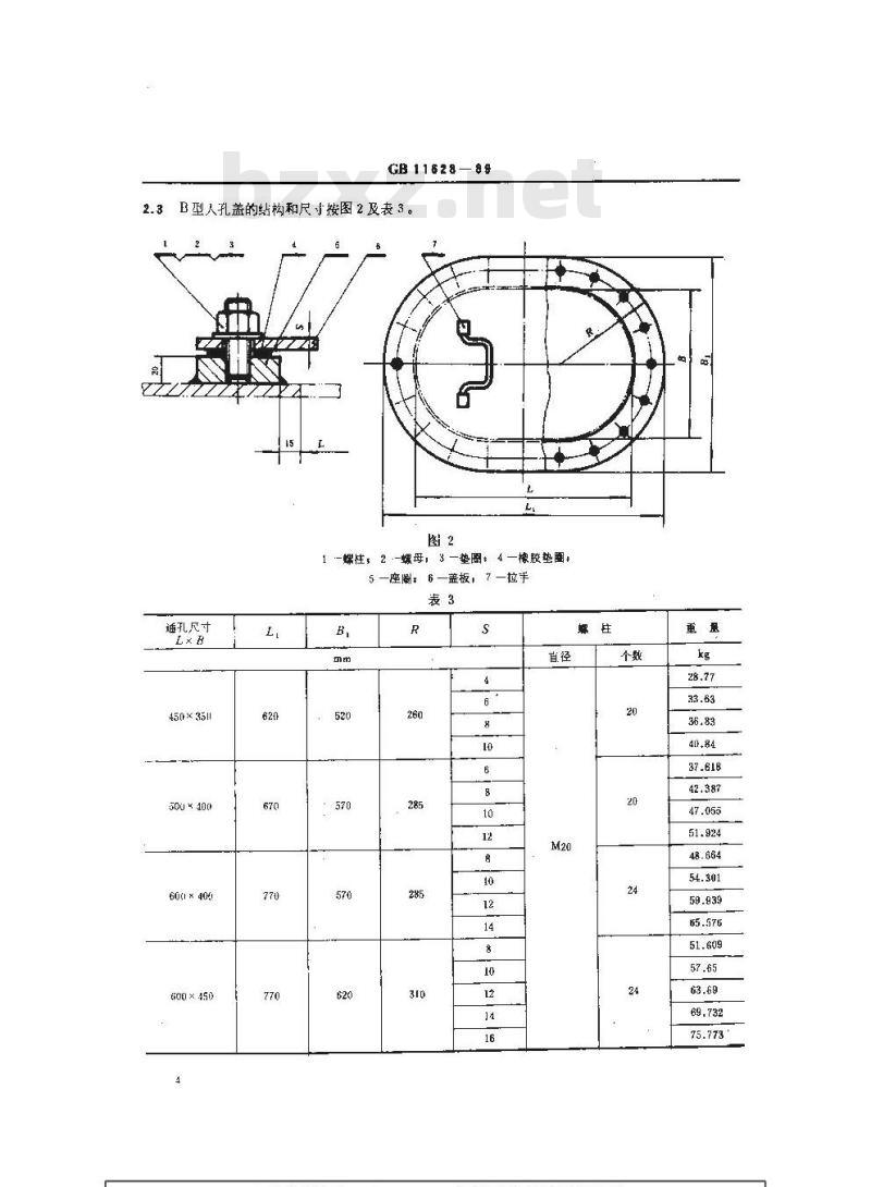 GB 11628-1989 船用人孔盖