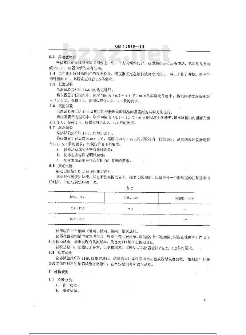 GB 10845-1989 船用三针式倾斜仪