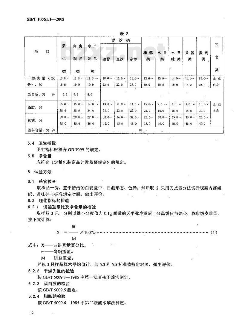 SB/T 10351.1-2002 月饼 广式月饼