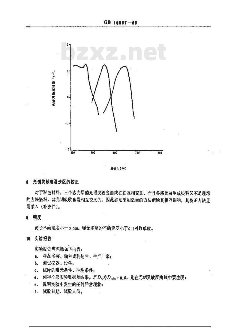 GB/T 10557-1989 感光材料光谱灵敏度测定方法