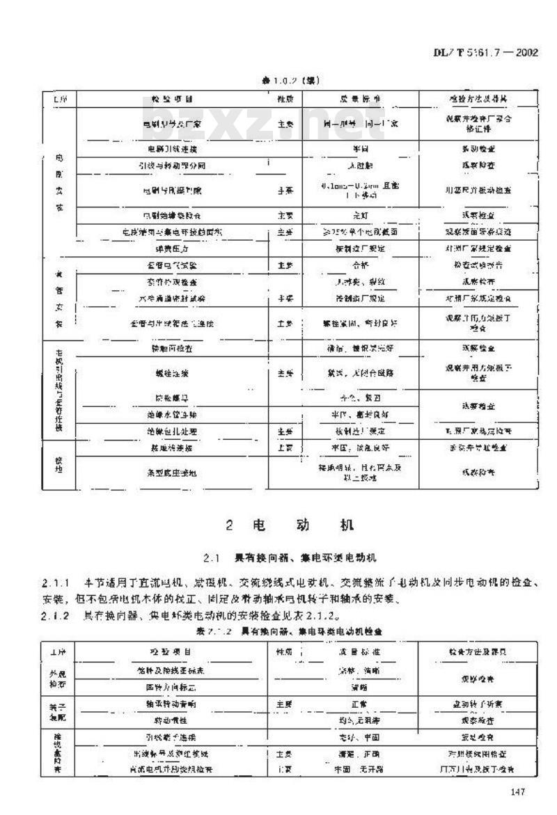 DL/T 5161.7-2002 电气装置安装工程 质量检验及评定规程 第7部分：旋转电机施工质量检验