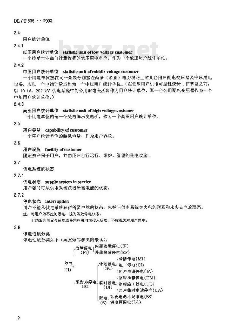 DL/T 836-2003 供电系统用户供电可靠性评价规程