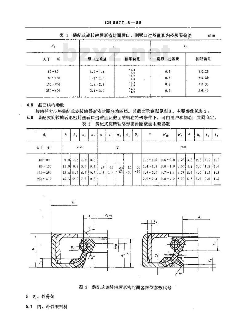 GB 9877.3-1988 旋转轴唇形密封圈结构尺寸系列 第三部分:装配式旋转轴唇形密封圈