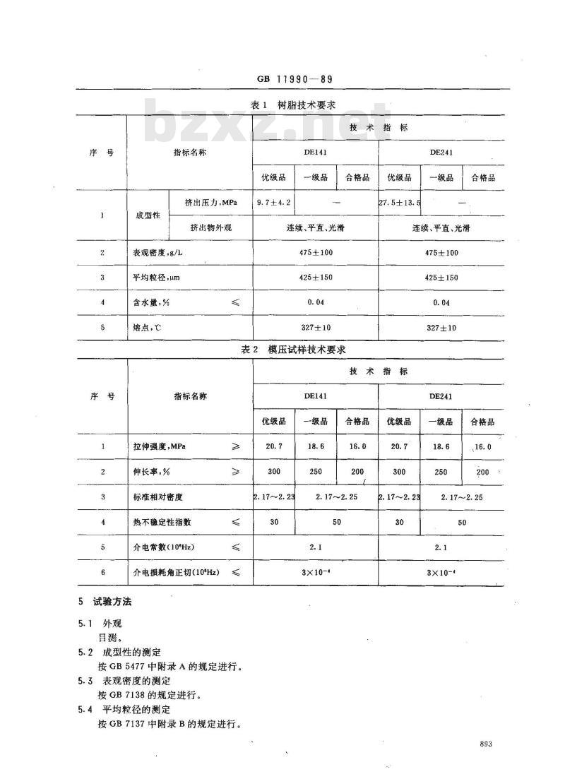 GB 11990-1989 糊状挤塑用聚四氟乙烯树脂
